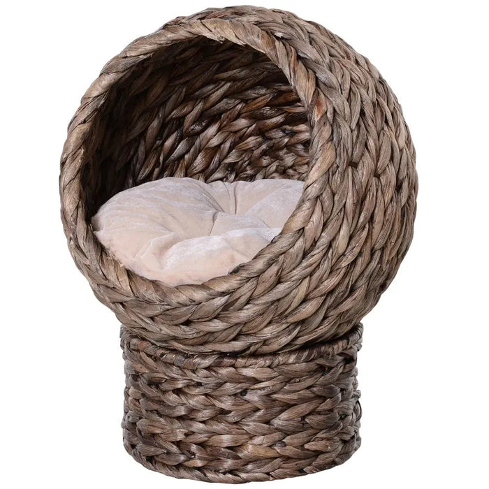 Wicker Cat Bed Raised Rattan Cat Basket - Little and Giant Explorers PawHut