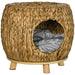 Wicker Cat Bed Stool with Washable Cushion - Little and Giant Explorers PawHut