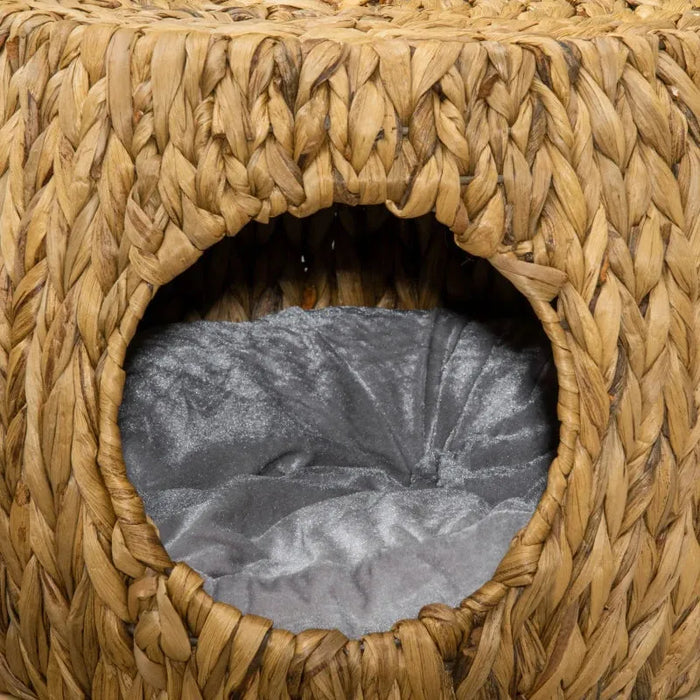 Wicker Cat Bed Stool with Washable Cushion - Little and Giant Explorers PawHut