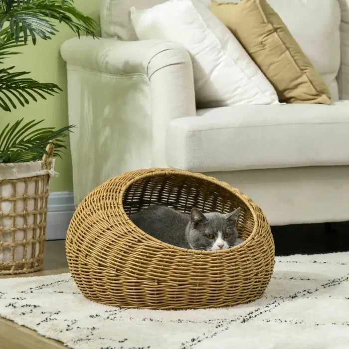 Wicker Cat House with Washable Cushion - Little and Giant Explorers PawHut