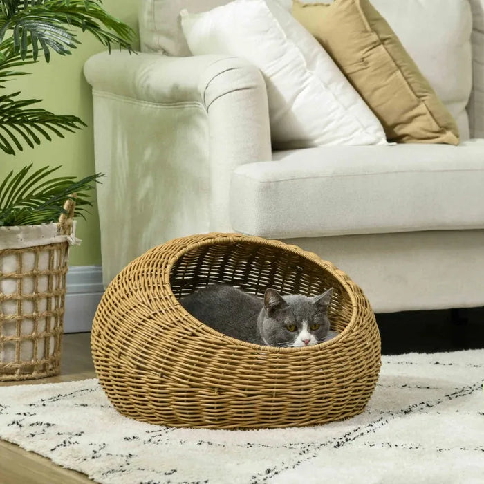 Wicker Cat House with Washable Cushion - Little and Giant Explorers PawHut