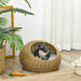 Wicker Cat House with Washable Cushion - Little and Giant Explorers PawHut