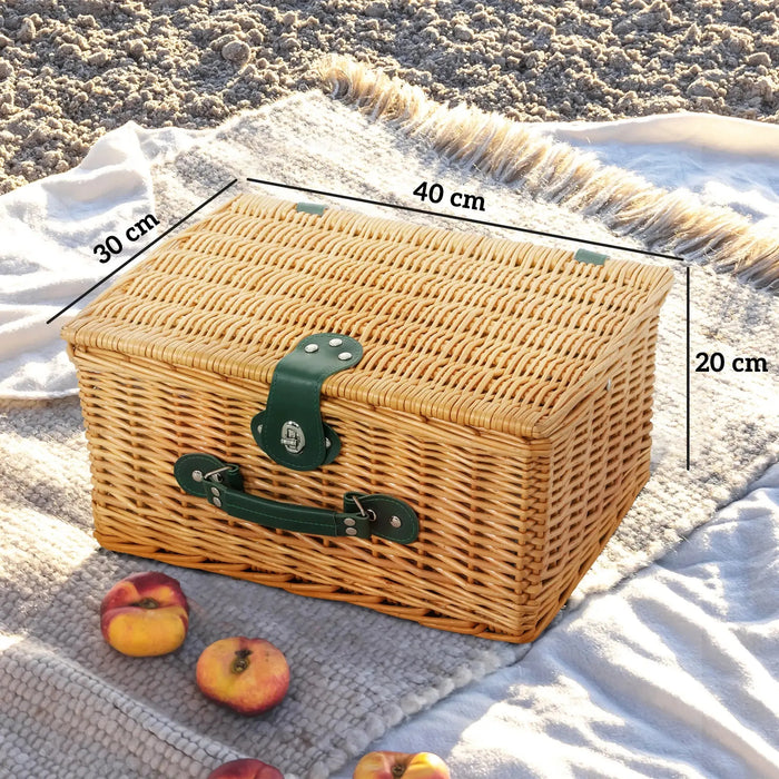 Wicker Picnic Basket for 2 Person with Cooler Compartment - Little and Giant Explorers Outsunny