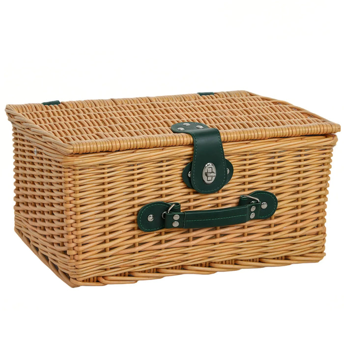 Wicker Picnic Basket for 2 Person with Cooler Compartment - Little and Giant Explorers Outsunny