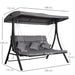Wide Metal Garden Swing Bench | Adjustable Overhead Canopy for Three-Person Relaxation - Little and Giant Explorers Outsunny