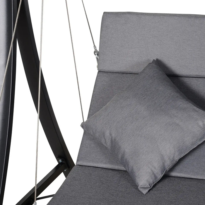 Wide Metal Garden Swing Bench | Adjustable Overhead Canopy for Three-Person Relaxation - Little and Giant Explorers Outsunny