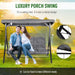 Wide Metal Garden Swing Bench | Adjustable Overhead Canopy for Three-Person Relaxation - Little and Giant Explorers Outsunny