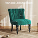 Green vintage leisure chair with features highlighted on a neutral background