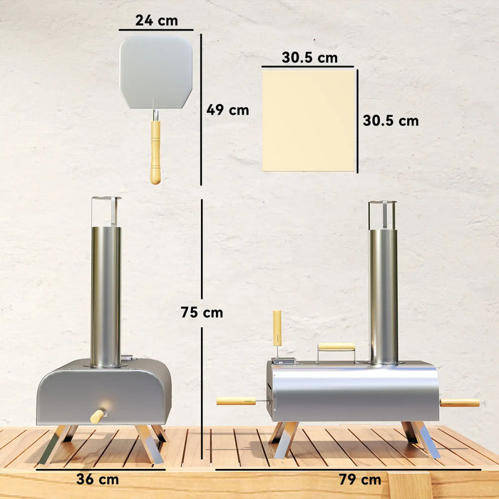 Portable Wood Pellet Pizza Oven with Pizza Stone and Peel - Little and Giant Explorers Outsunny