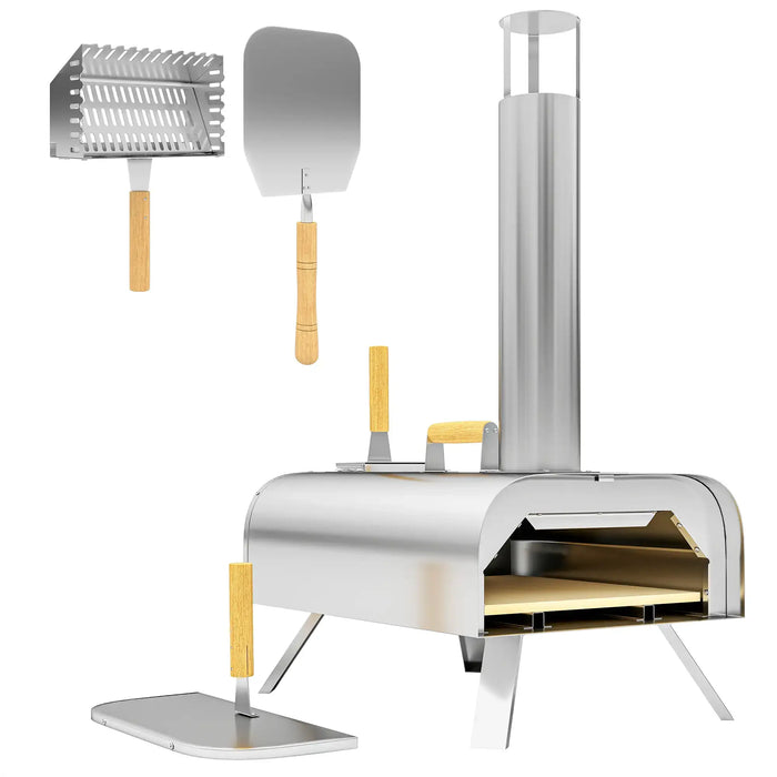 Portable Wood Pellet Pizza Oven with Pizza Stone and Peel - Little and Giant Explorers Outsunny