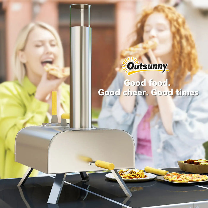 Portable Wood Pellet Pizza Oven with Pizza Stone and Peel - Little and Giant Explorers Outsunny