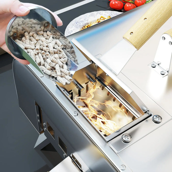 Portable Wood Pellet Pizza Oven with Pizza Stone and Peel - Little and Giant Explorers Outsunny