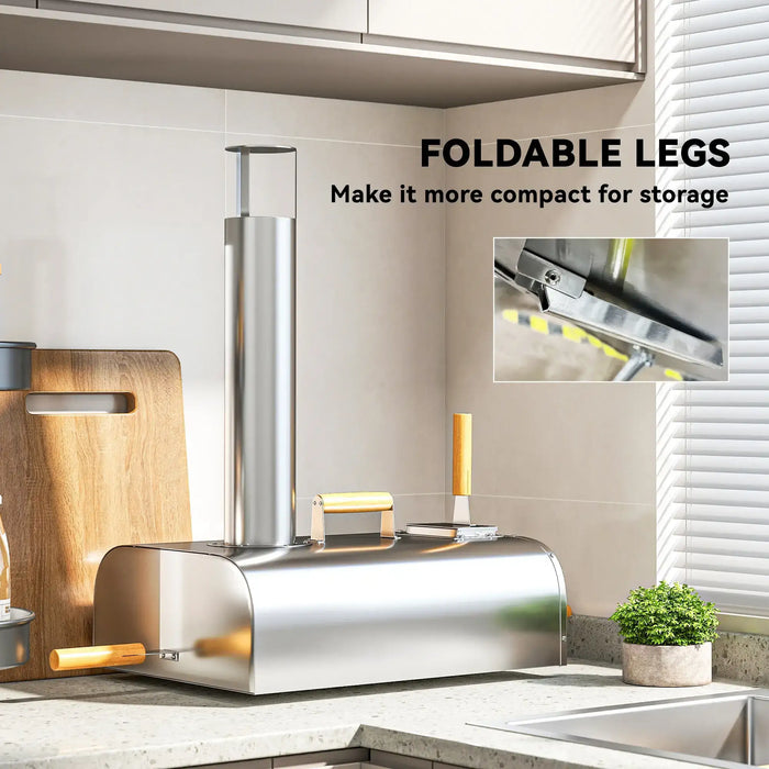 Portable Wood Pellet Pizza Oven with Pizza Stone and Peel - Little and Giant Explorers Outsunny