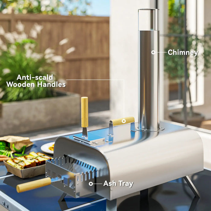 Portable Wood Pellet Pizza Oven with Pizza Stone and Peel - Little and Giant Explorers Outsunny