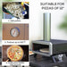 Wood-fired portable rotating pizza oven with chimney, cordierite stone, foldable legs, and cooking instructions.