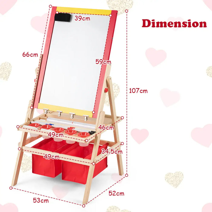 Wooden 3-in-1 Kids Art Easel | Chalkboard, Whiteboard and Paper Roll COSTWAY - Little and Giant Explorers Costway