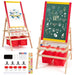 Wooden 3-in-1 Kids Art Easel | Chalkboard, Whiteboard and Paper Roll COSTWAY - Little and Giant Explorers Costway