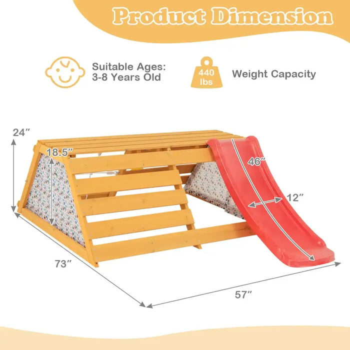 Wooden 5-in-1 Climbing Playset – Montessori Jungle Gym | Slide, Climbing Wall and Rope Climber COSTWAY - Little and Giant Explorers Costway