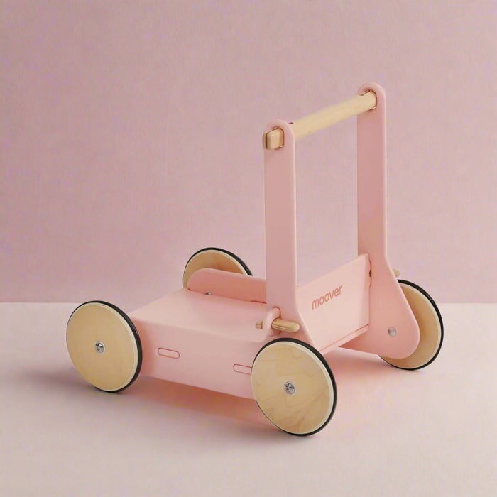 Wooden Baby Walker | Pink with Click Key Assembly System - Little and Giant Explorers Moover