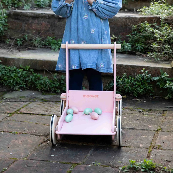 Wooden Baby Walker | Pink with Click Key Assembly System - Little and Giant Explorers Moover