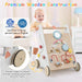 Wooden Baby Walker – White and Natural | Multi-Activity Push Along COSTWAY - Little and Giant Explorers Costway