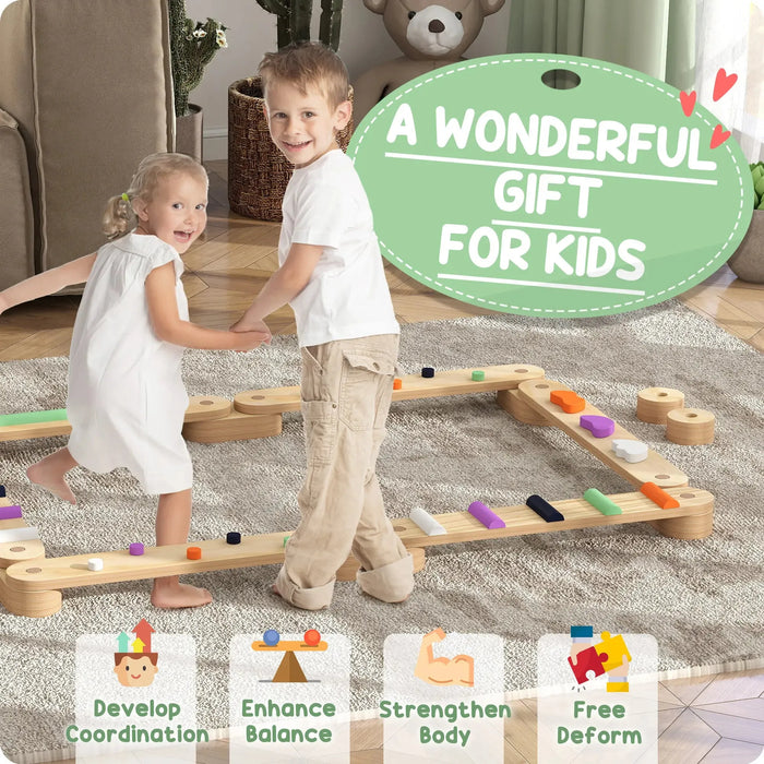 Wooden Balance Beam for Kids | Build Coordination, Agility and Strength - Little and Giant Explorers AIYAPLAY