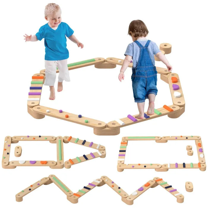 Wooden Balance Beam for Kids | Build Coordination, Agility and Strength - Little and Giant Explorers AIYAPLAY