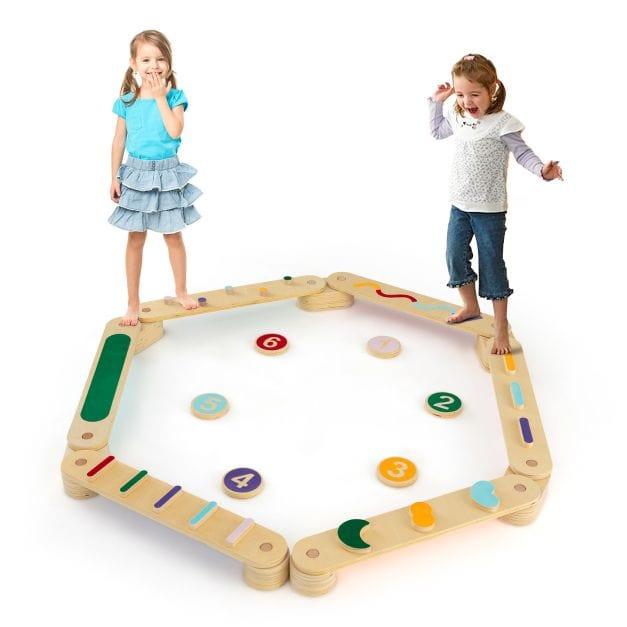 Wooden Balance Beam Set with Stepping Stones - Little and Giant Explorers Costway