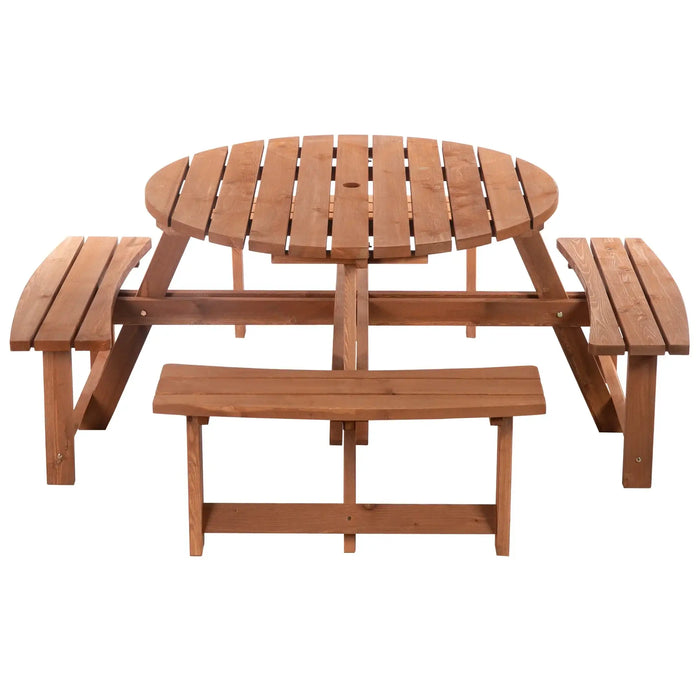 8-Seater Wooden Picnic Set in Fir Wood - Little and Giant Explorers Outsunny