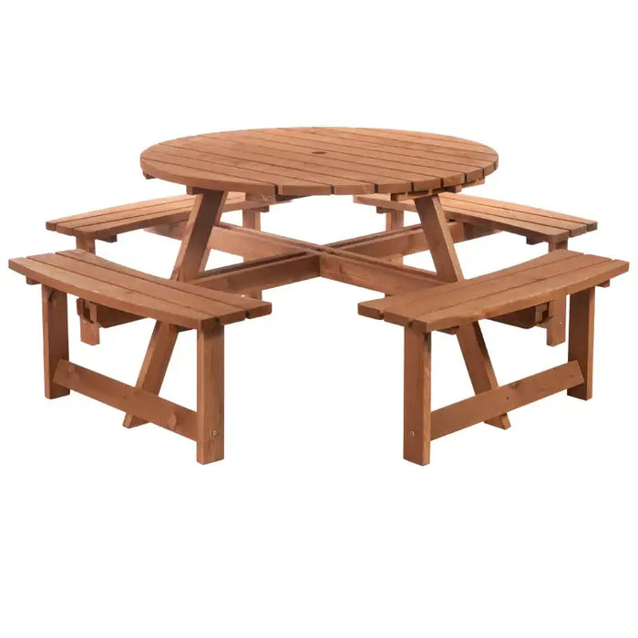 8-Seater Wooden Picnic Set in Fir Wood - Little and Giant Explorers Outsunny
