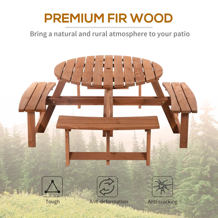 8-Seater Wooden Picnic Set in Fir Wood - Little and Giant Explorers Outsunny
