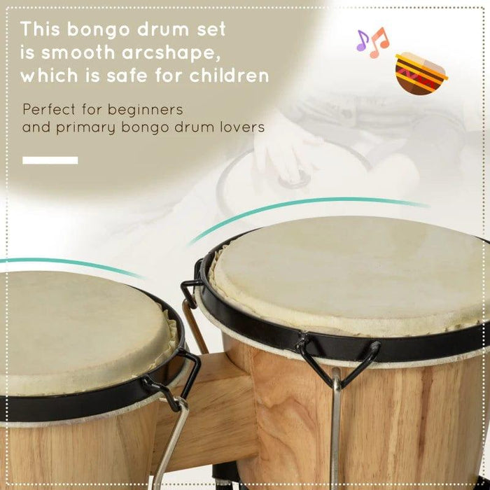 Wooden Bongo Drum Set - Little and Giant Explorers HOMCOM