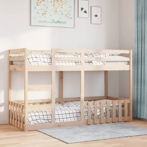Wooden Bunk Bed Frame – Solid Pine Finish | Single Over Single - Ladder and Guardrails VIDAXL - Little and Giant Explorers vidaXL