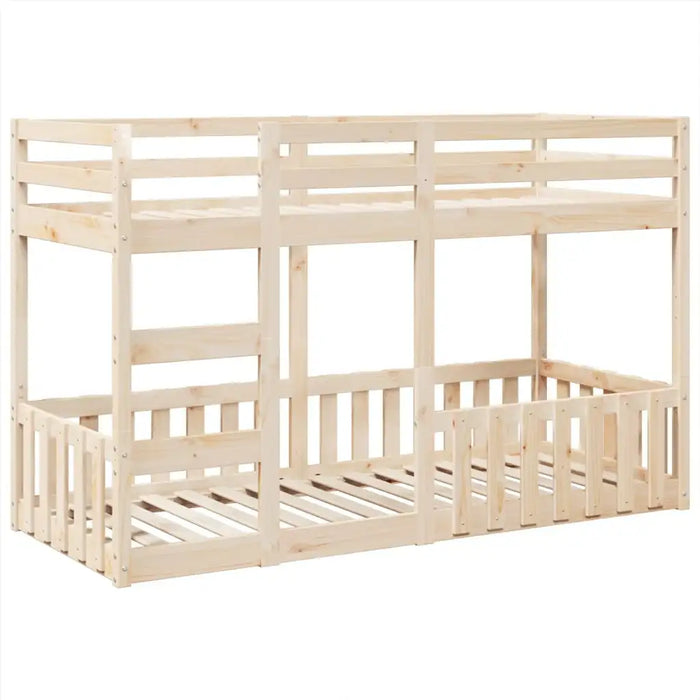 Wooden Bunk Bed Frame – Solid Pine Finish | Single Over Single - Ladder and Guardrails VIDAXL - Little and Giant Explorers vidaXL