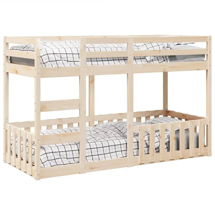 Wooden Bunk Bed Frame – Solid Pine Finish | Single Over Single - Ladder and Guardrails VIDAXL - Little and Giant Explorers vidaXL