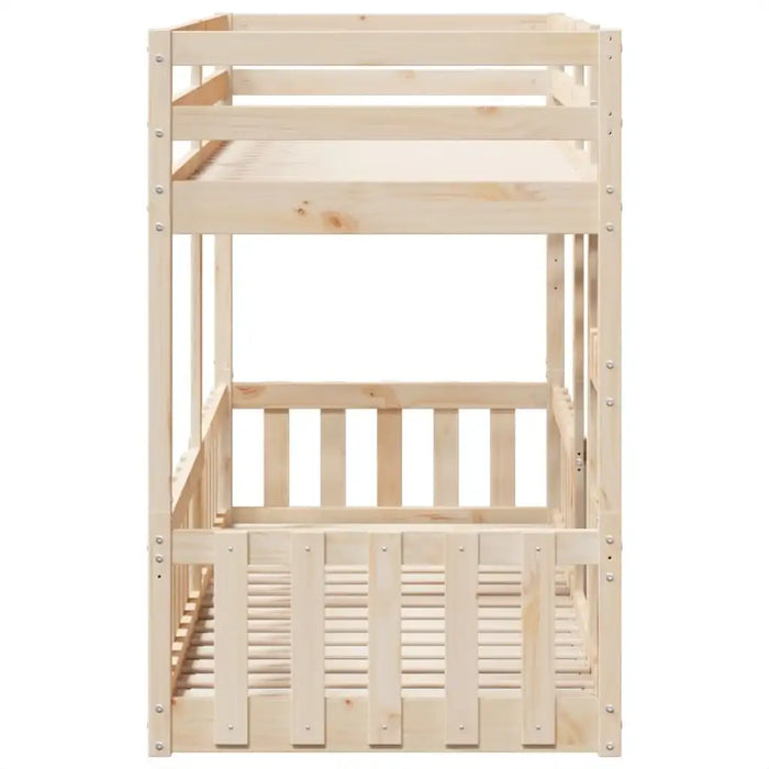 Wooden Bunk Bed Frame – Solid Pine Finish | Single Over Single - Ladder and Guardrails VIDAXL - Little and Giant Explorers vidaXL