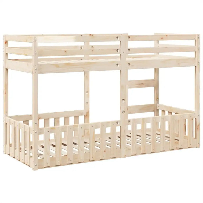 Wooden Bunk Bed Frame – Solid Pine Finish | Single Over Single - Ladder and Guardrails VIDAXL - Little and Giant Explorers vidaXL