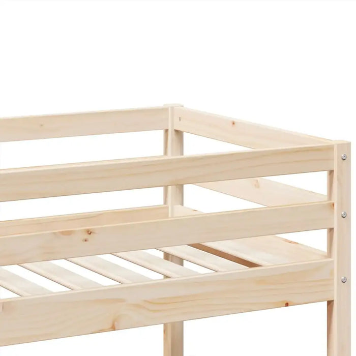 Wooden Bunk Bed Frame – Solid Pine Finish | Single Over Single - Ladder and Guardrails VIDAXL - Little and Giant Explorers vidaXL