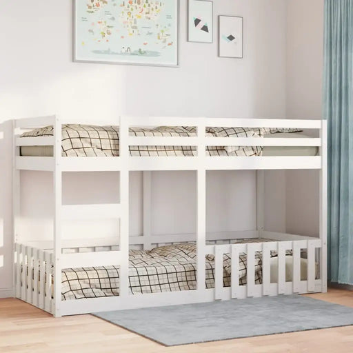 Wooden Bunk Bed Frame – Solid Pine White Finish | Single Over Single - Ladder and Guardrails VIDAXL - Little and Giant Explorers vidaXL