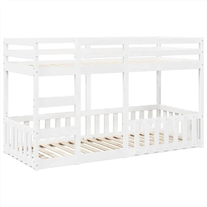 Wooden Bunk Bed Frame – Solid Pine White Finish | Single Over Single - Ladder and Guardrails VIDAXL - Little and Giant Explorers vidaXL
