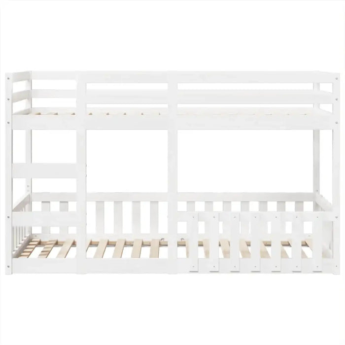 Wooden Bunk Bed Frame – Solid Pine White Finish | Single Over Single - Ladder and Guardrails VIDAXL - Little and Giant Explorers vidaXL