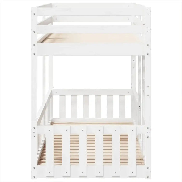 Wooden Bunk Bed Frame – Solid Pine White Finish | Single Over Single - Ladder and Guardrails VIDAXL - Little and Giant Explorers vidaXL