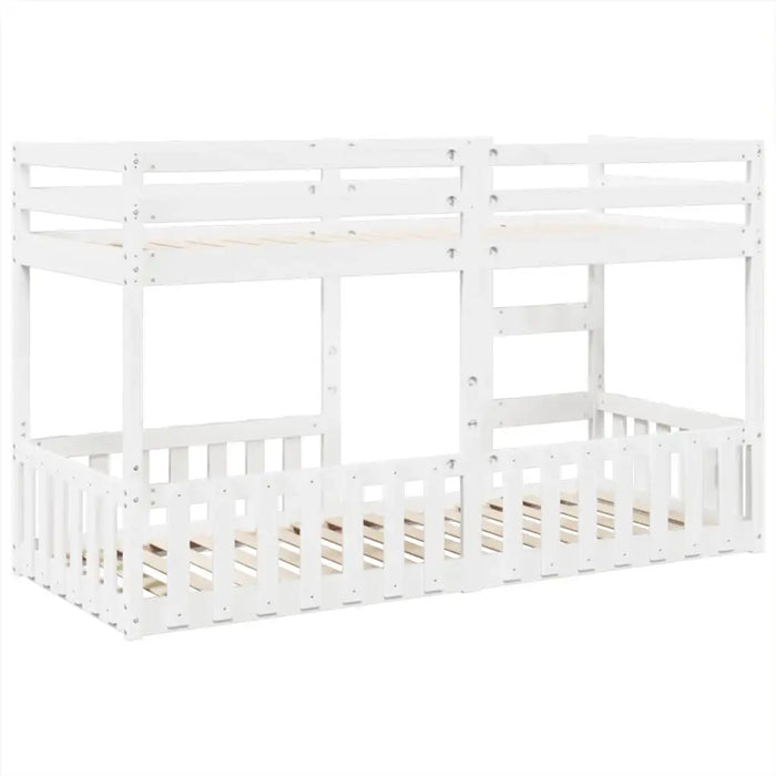 Wooden Bunk Bed Frame – Solid Pine White Finish | Single Over Single - Ladder and Guardrails VIDAXL - Little and Giant Explorers vidaXL