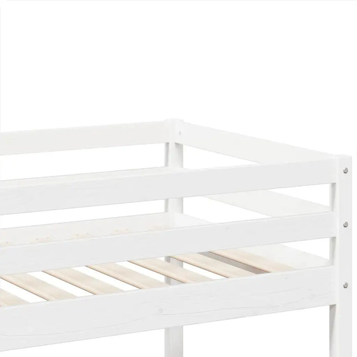 Wooden Bunk Bed Frame – Solid Pine White Finish | Single Over Single - Ladder and Guardrails VIDAXL - Little and Giant Explorers vidaXL