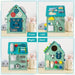 Wooden busy house early learning toy, multi-activity center with gears, locks, and sensory items.