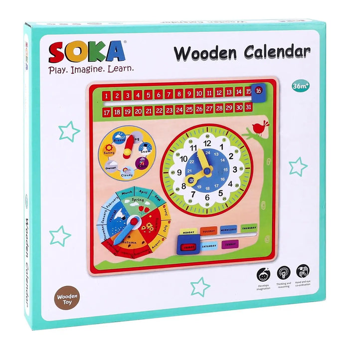 Wooden Calendar – Educational Wall Mount Learning Toy | Dates, Seasons, Time and Weather SOKA® - Little and Giant Explorers SOKA Play Imagine Learn