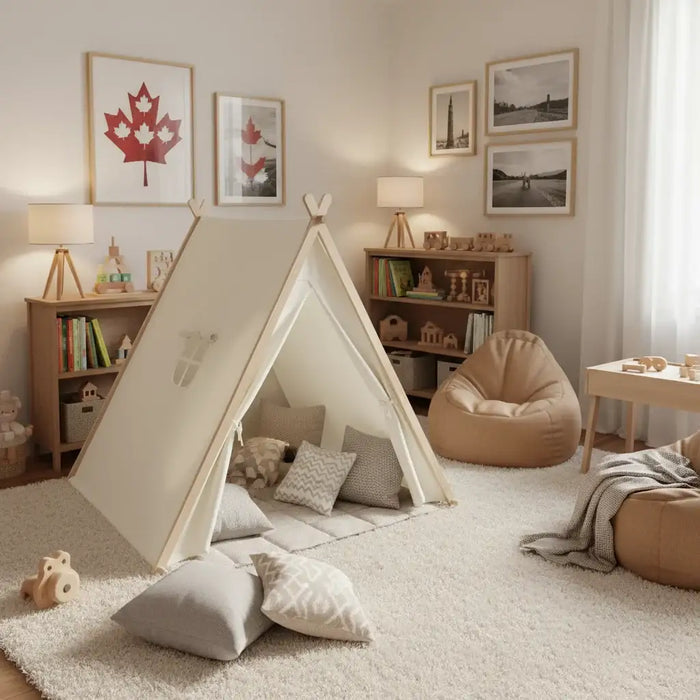 Wooden Canadian Play Tent - Off-White | Classic Children's Indoor Hideaway VILAC - Little and Giant Explorers Vilac