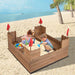 Wooden Castle Sandbox with 2 Bench Seats in Cedar Wood - Little and Giant Explorers Costway