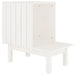 White solid pine wood cat house with slatted sides and raised platform shelter
