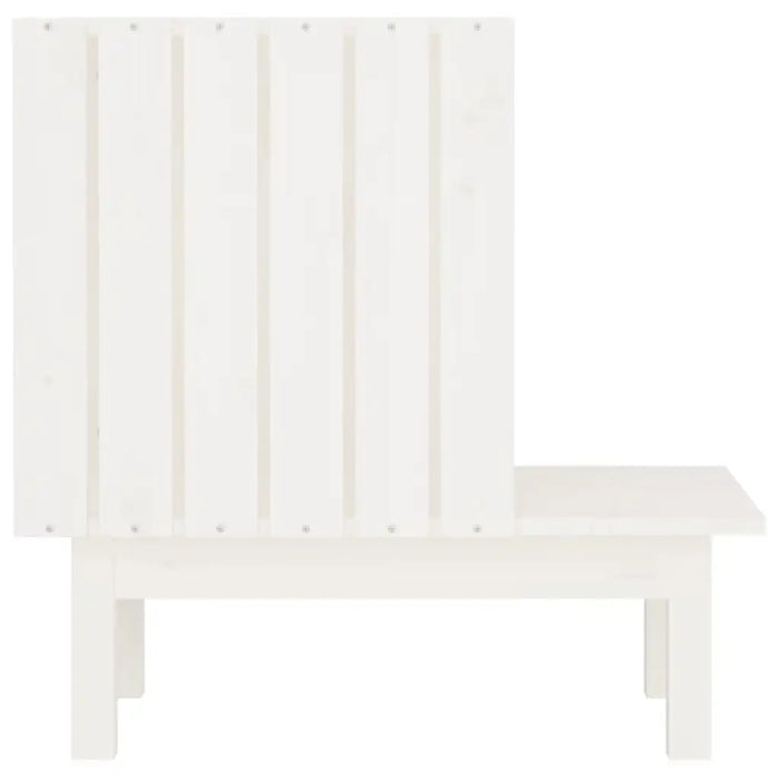 White solid pine wood cat house with slatted front and elevated base